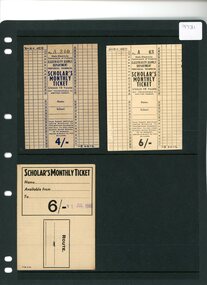 Scholar's Monthly Ticket - State Electricity Commission of Victoria - Provincial Tramways - 4/- and 6/-