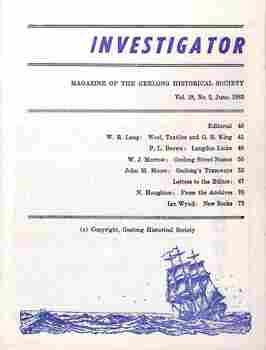 "Investigator" - Geelong Historical Society - Geelong Tramways - contents page