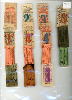 Tramways tickets -1 1/2d to 4d, and special issue tickets.