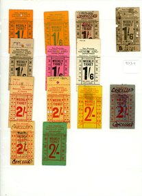 Tramways tickets - weekly, valued at 1/6d or 2/-.