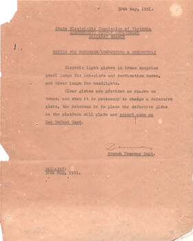 "Notice for Motormen/Conductors and Conductors"