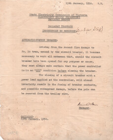 "Instruction to Motormen - Automatic Circuit Breaker"