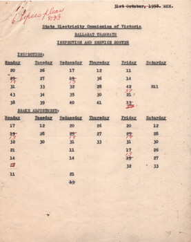"Inspection and Service Roster"