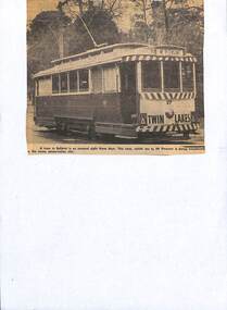 Newspaper - Newspaper Clipping from Black and white photograph, The Courier Ballarat, Mt. Pleasant tram transferred to preservation site, 16/07/1972 12:00:00 AM