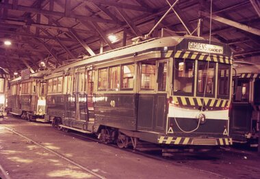SECV Ballarat tram 40 in depot at night
