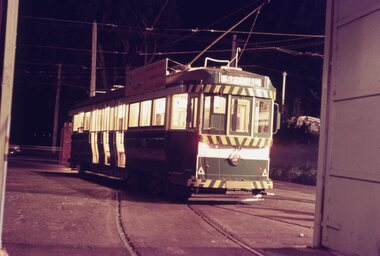 SECV Ballarat tram 39 outside depot at night