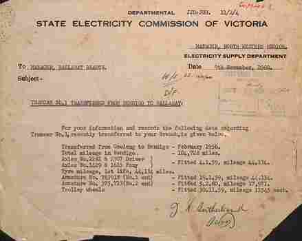 "Tramcar No. 1 transferred from Bendigo to Ballarat"
