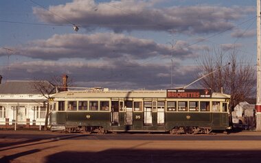 Side on view of Tram 35