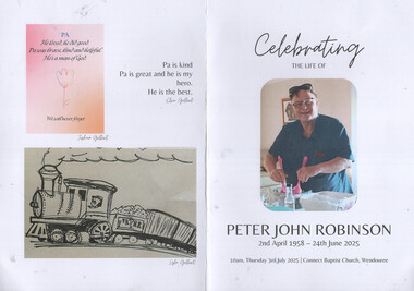 "Celebrating the life of Peter John Robinson"