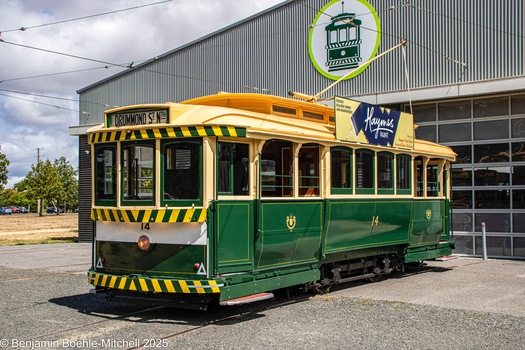 BTM Tram 14 on display following refurbishment.