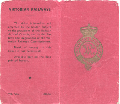 Souvenir ticket - Ballarat to Richmond & Return
