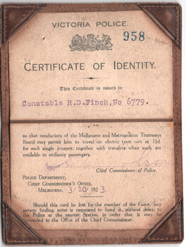 Police tramway ID Constable 6779