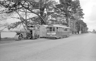 Photograph - SECV 11, roller & hut Wendouree Parade, Mal Rowe, 14/9/1968
