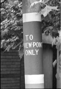 Tram stop sign - "To View Point only"