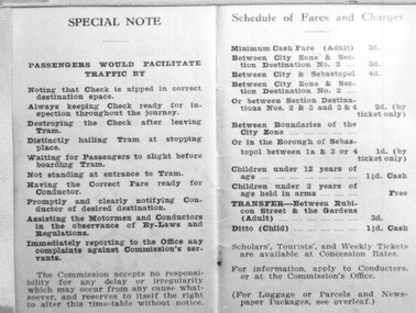 1939 Timetable extract - Passengers and fares & Charges