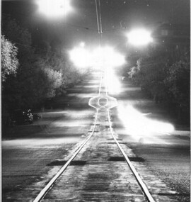 Ballarat tramways Passing loop - at night