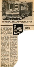 Newspaper - Newspaper - Clipping and Black & White Photograph, R Bridger Collection: Back on the tracks in Ballarat by Keith Dunstan, December 1974
