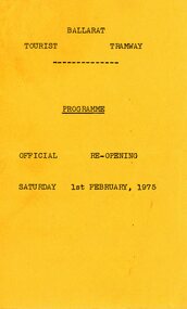 Document - Document - Programme, R Bridger Collection: Programme for the Official Re-opening. February 1975