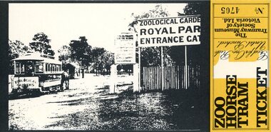 Card - Card - Souvenir Card, Souvenir Card for Zoo Horse Tram, Melbourne's Royal Park