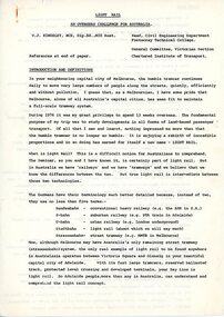 Document - Document - Discussion Paper, R Bridger Collection: Light Rail; An overseas Challenge for Australia