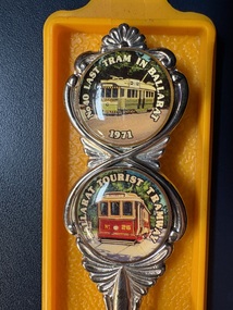 Souvenir - BTPS Teaspoon - trams 38 & 26, Perfection Plate, mid 1980s