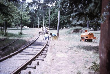 "Welding track depot access road Jan 05 1974"