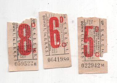 Set of 3 Victorian Railways tram and bus tickets