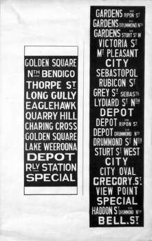 Tram Destination Blinds for various areas - Ballarat and Bendigo