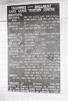 SECV Ballarat Timetable boards in Sturt / Lydiard St shelter.