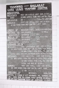 SECV Ballarat Timetable boards in Sturt / Lydiard St shelter.