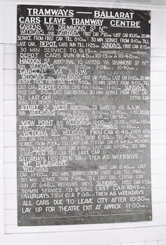 SECV Ballarat Timetable boards in Sturt / Lydiard St shelter.