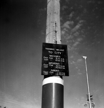 Timetable sign, Sebastopol line at Rubicon St.
