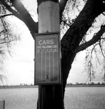 SECV Ballarat - Cars take following line sign outside depot.
