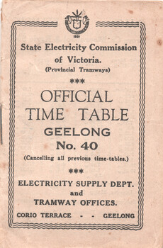 "Official Timetable Geelong No. 40"