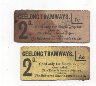 Geelong Tramways 2d strip ticket - front
