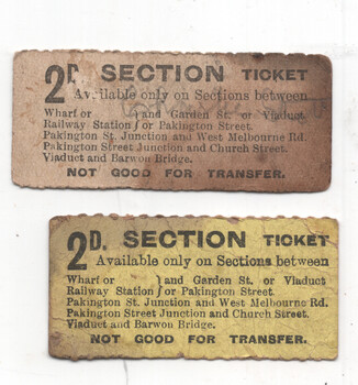 Geelong Tramways 2d strip ticket - rear