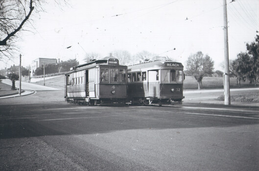 SECV Geelong trams 4 and 32 at Beach terminus.