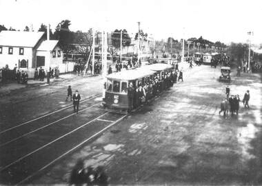Tram heading to the football at Geelong