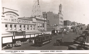 Postcard - Moorabool Street Geelong - SECV tram 3.