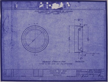 Drawing - W409/1, State Electricity Commission of Victoria (SECV), Micanite "Vee Ring" Commutator GE202 Tramways, 06/03/1952