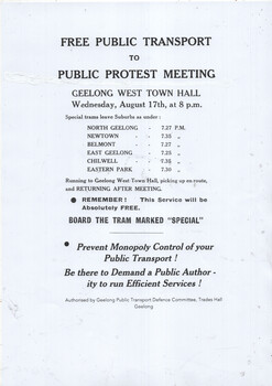 "Public Protest Meeting - Geelong West Town Hall" - reset version