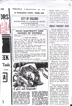 Correspondence and notes re Geelong tramways - 1