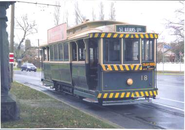Photograph - Photograph - coloured, Tram No.18 - Single Truck Tram