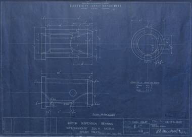 Drawing - GE-T8-8110, State Electricity Commission of Victoria (SECV), Motor Suspension Bearing Westinghouse 225N. Motor Brush Truck, 01/10/1943