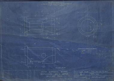 Drawing - GE-T8-8111, State Electricity Commission of Victoria (SECV), Motor Suspension Bearing Westinghouse 225N. Brill 21E. Truck, 04/10/1943