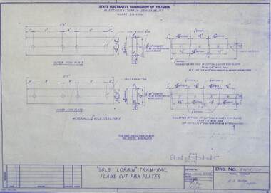 Drawing - VW4/28, State Electricity Commission of Victoria (SECV), "90LB. LORAIN" Tram-Rail Flame Cut Fish Plates, 10/02/1965