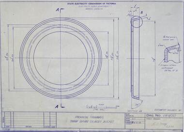 Drawing - VW4/30, State Electricity Commission of Victoria (SECV), Provincial Tramways. Tram Brake Cylinder Bucket, 06/06/1966
