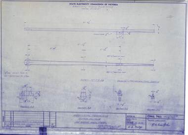Drawing - VW4/16/1B, State Electricity Commission of Victoria (SECV), Provincial Tramways. Switch Tongue 150' Radius Equilateral, 28/08/1963