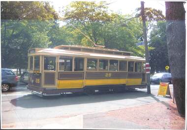 Photograph - Photograph - coloured, Tram No.28: Single Truck, drop ends, open California combination