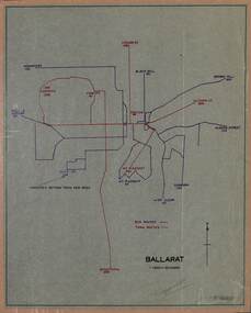 Drawing - T1660, State Electricity Commission of Victoria (SECV), Ballarat Tram and Bus Routes, Circa 1960s